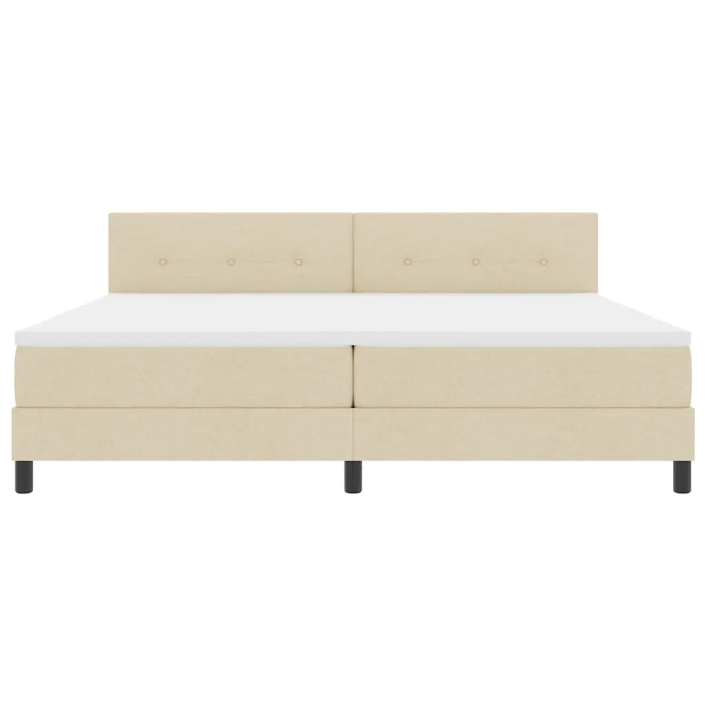 Letto a molle con materasso con led Crema 200 x 200 cm Tessuto 3342238