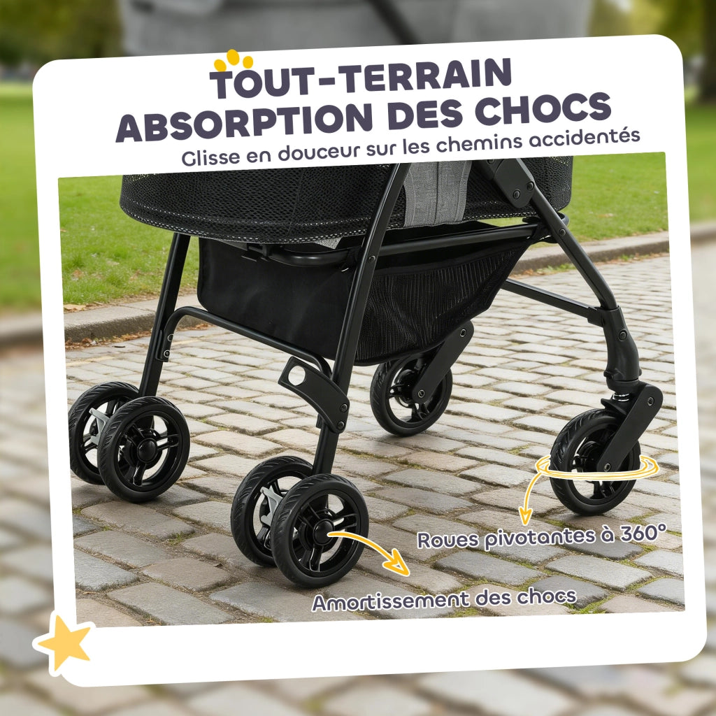 Cuscino per Cane Pieghevole Grigio ¨C zephmum ¨C 3 in 1 Nacelle Sospensione