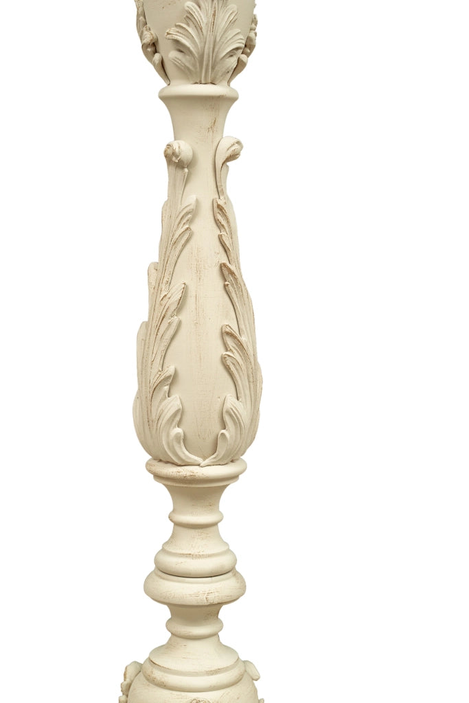 Biscottini CANDELIERE IN LEGNO FINITURA BIANCA ANTICATA MADE IN ITALY dimensioni lunghezza