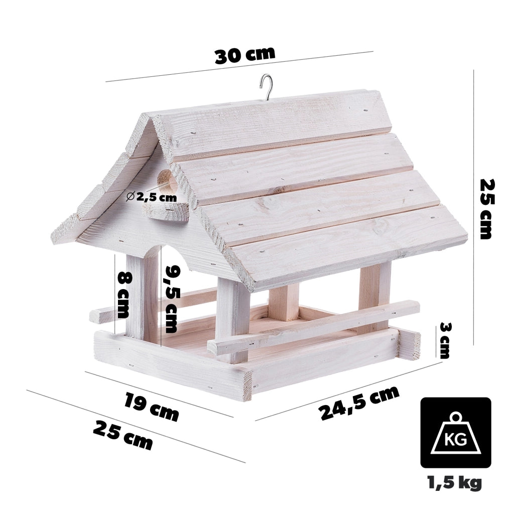KADAX Grande mangiatoia per uccelli in legno da appendere, decorazione da giardino.