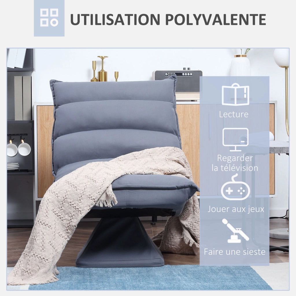 Poltrona girevole reclinabile con schienale imbottito ¨C zephmum ¨C 62x70x95 cm grigio