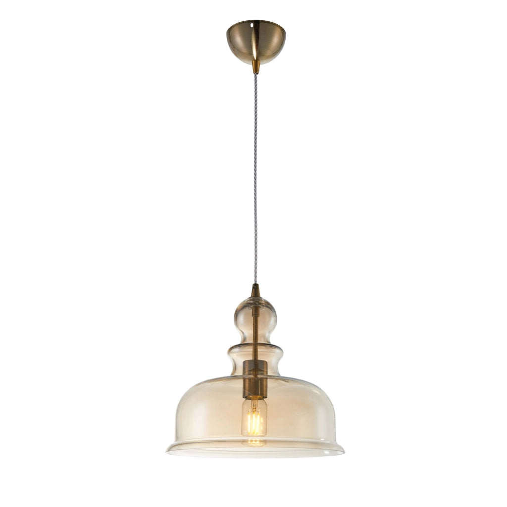Maytoni Sospensione Vintage Tone 1 luce E27 bronzo metallo diffusore vetro ambra