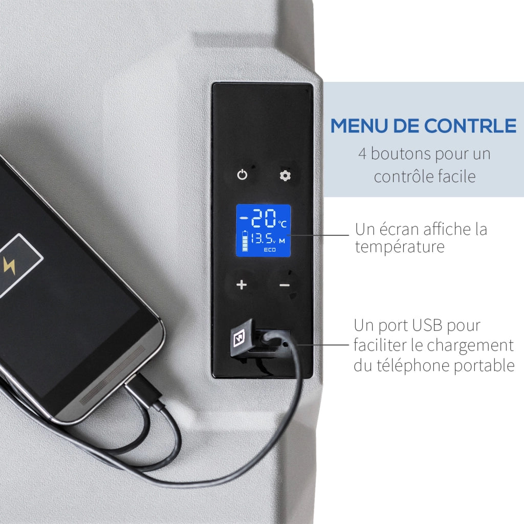 Glaciere congelatore portatile elettrica 50L -20¡ãC 12V/230V ¨C zephmum ¨C grigio nero