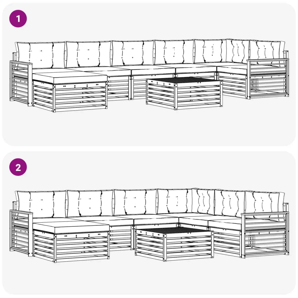 Set di divani da esterno con cuscino 8 pcs Naturale e Beige 3373873