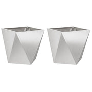 2 pz Fioriera | Cassetta per fiori | Vaso Argento 50 x 50 x 50 cm Acciaio inossidabile