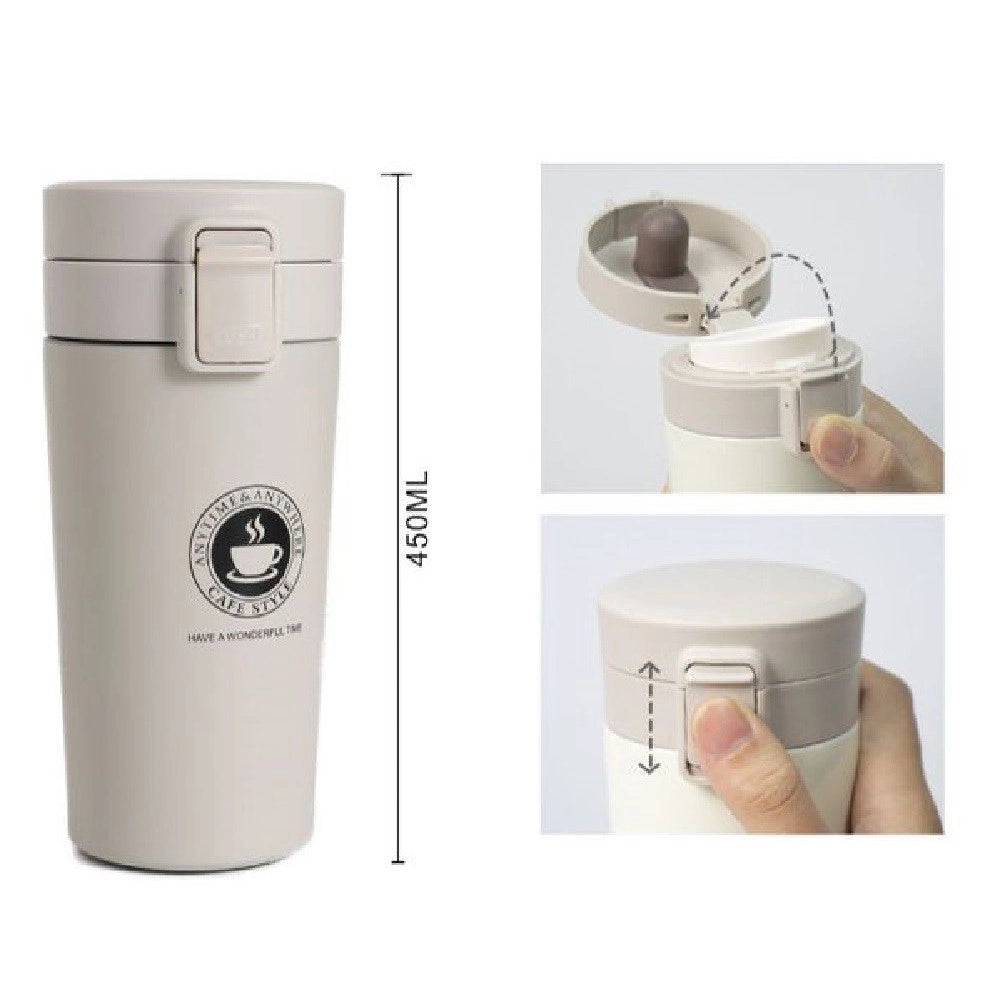 Trade Shop - Borraccia Termica Porta Liquidi Caffè Thermos Contenitore Bicchiere 450ml 50842 -