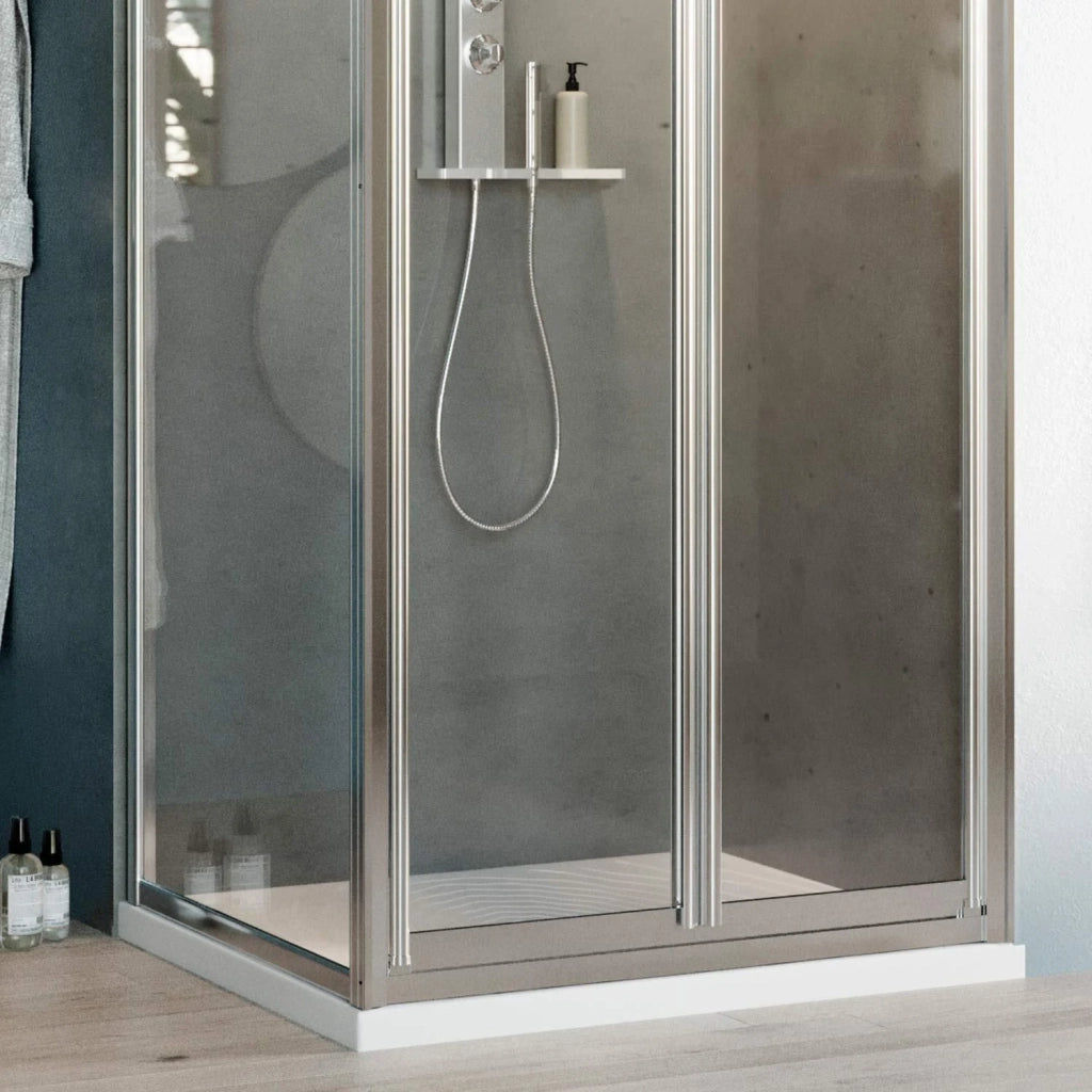 Box Doccia Angolare 75x80CM H198 Cristallo Trasparente Fisso+Saloon 2 Ante Battente 80 mod. West