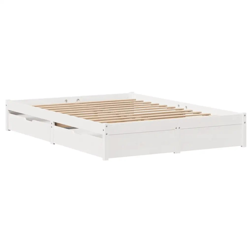 Letto senza Materasso Bianco 140x190 cm Legno Massello di Pino