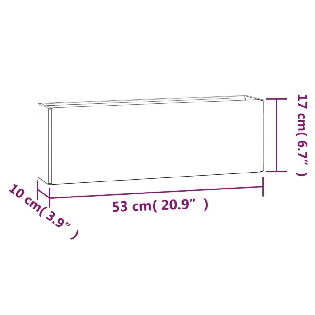 Fioriera aiuola rialzata fioriera aiuola giardino terrazza parete set da 2 acciaio corten arrugginito 53 x 10 x 17 cm marrone 02_0039118