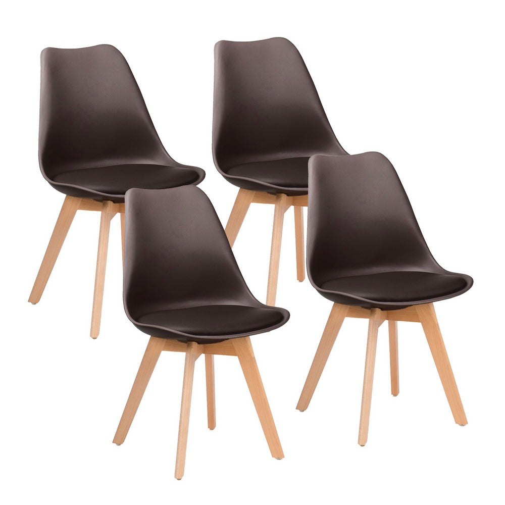 Set 4 Sedie 53,5x48,5x83 cm in Polipropilene e Similpelle Candice Caffè