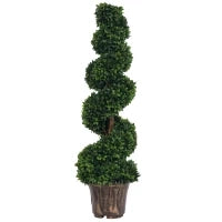 Piante Finte da Interno di Bosso a Spirale 120cm, Pianta Artificiale da Interno ed Esterni con Vaso Incluso, Pianta Finta per Decorazione Casa, Ufficio, Soggiorno, Giardino, Verde