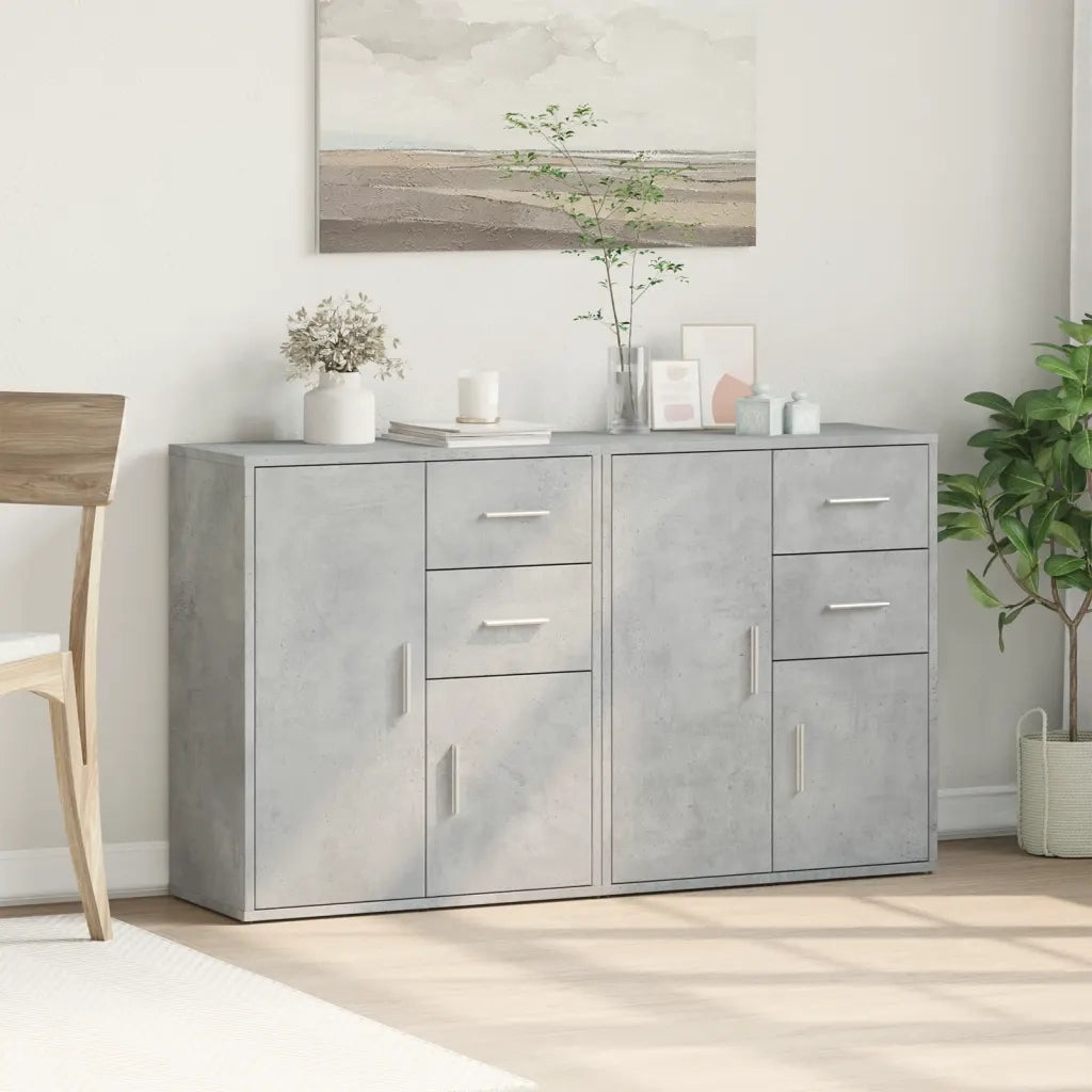 Credenze 2 pz | Madia | Buffet da pranzo | Armadio da pranzo Grigio Cemento 60x31x70 cm in Legno Multistrato
