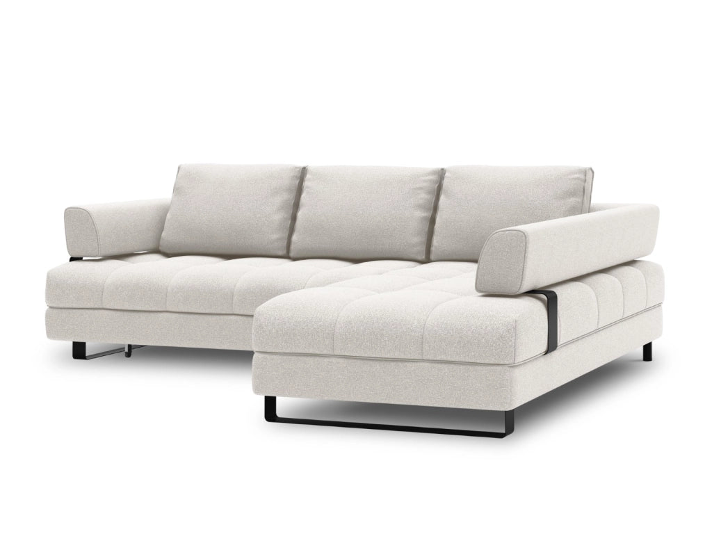 Cosmopolitan Design - Divano convertibile angolare destro con box "Clinton" 5 posti tessuto strutturato grigio chiaro 