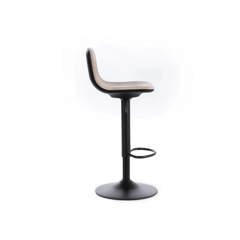 Set di 2 sgabelli da bar e cucina girevoli in microfibra beige Evan con struttura in metallo e poggiapiedi | Duzzle