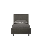 Letto imbottito Singolo 80x210 cm Adele - Contenitore,Microfibra,Grigio