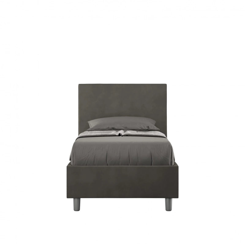 Letto imbottito Singolo 80x210 cm Adele - Contenitore,Microfibra,Grigio