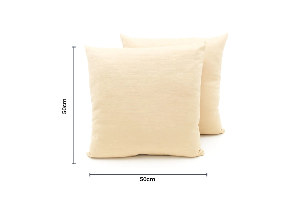 Coppia Cuscini Arredo Imbottiti Tessuto Ottoman In Tinta Unita Colore Beige 02 - 50x50 - Beige 02