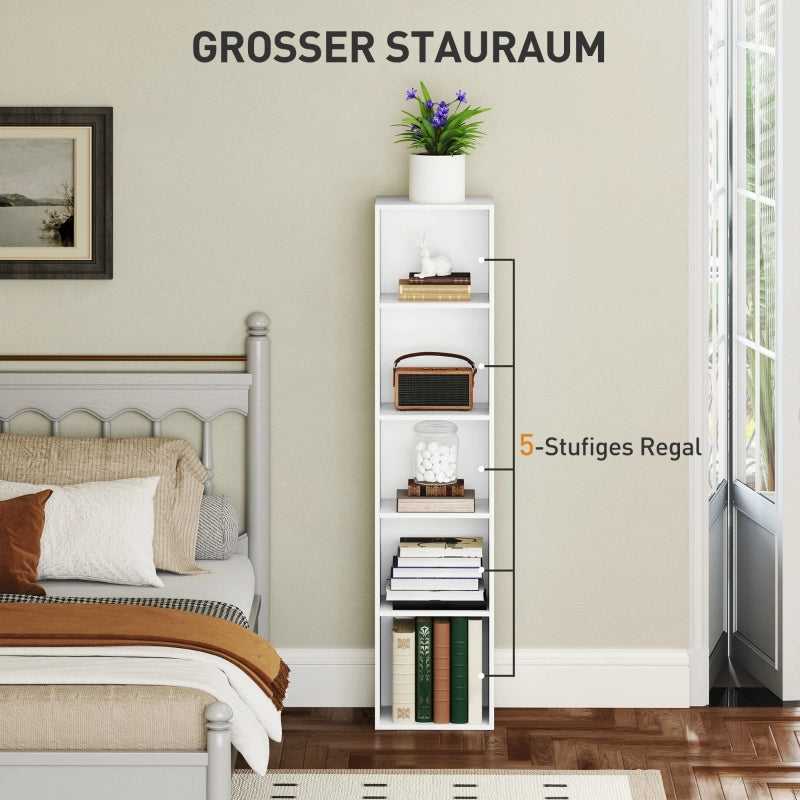 LIBRERIA A 5 RIPIANI REGOLABILI 30x24x133,5 cm LEGNO BIANCO