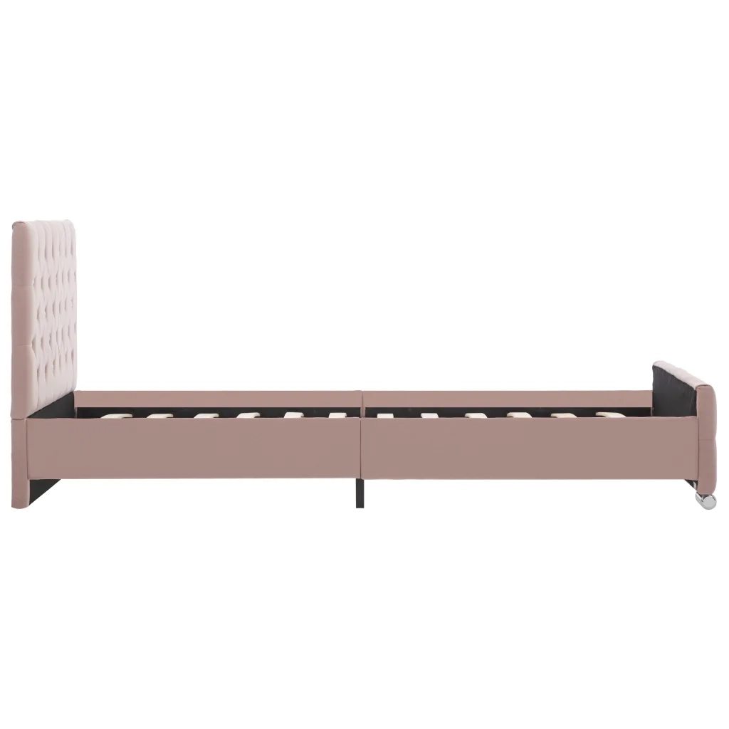 Letto singolo | Letto per adulti | Giroletto Rosa in Velluto 100x200 cm