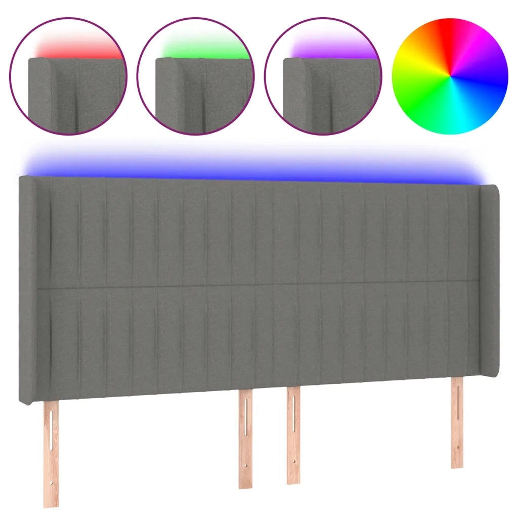 Testiera a LED-Testata con LED GrigioScuro 163x16x118/128cm inTessuto 678308