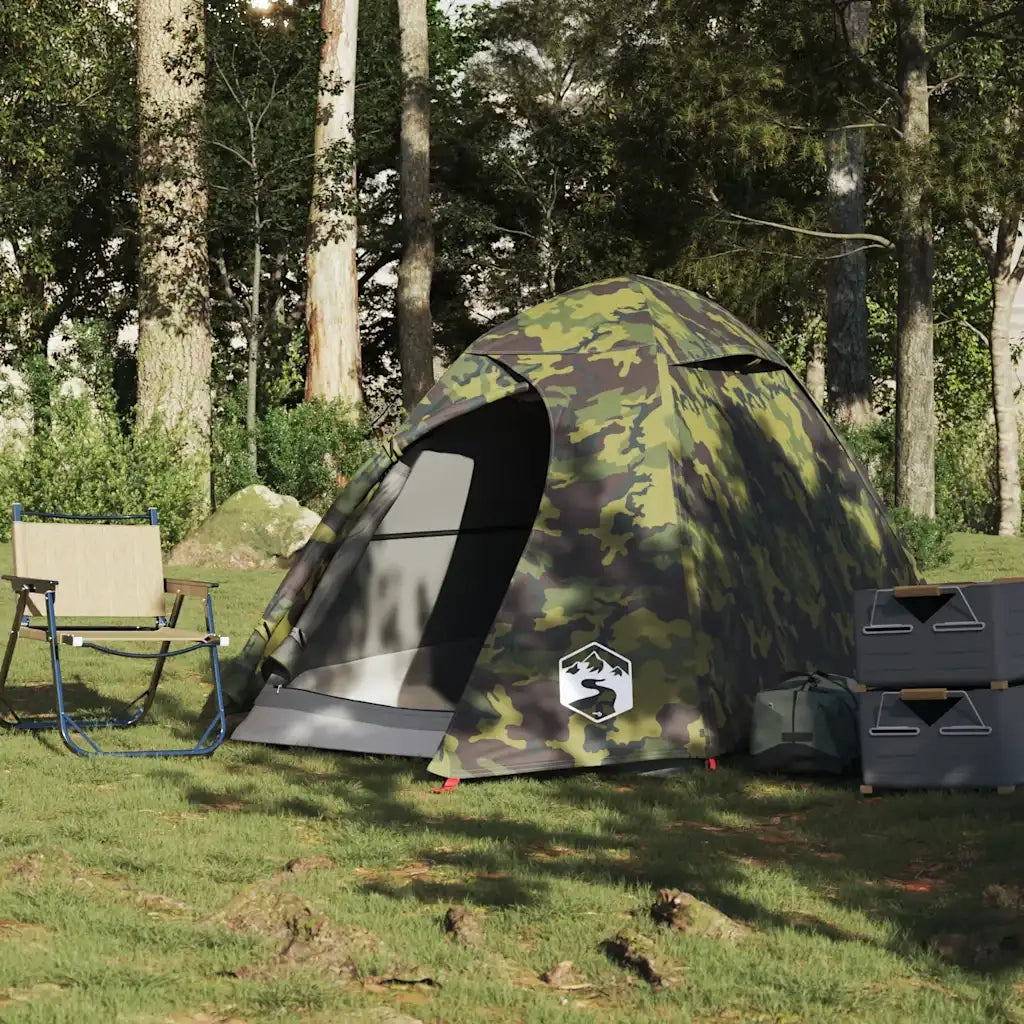 Tenda da Campeggio a Cupola 2 Persone-Tenda per Escursionismo Mimetica Impermeabile 573203