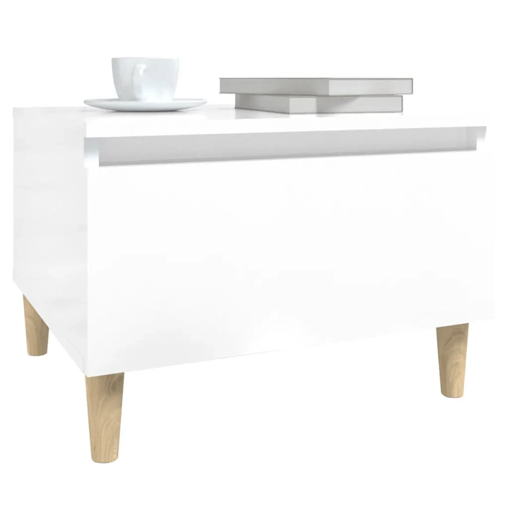 Tavolini 2pz Bianco Lucido 50x46x35 cm in Legno Multistrato cod mxl 26984