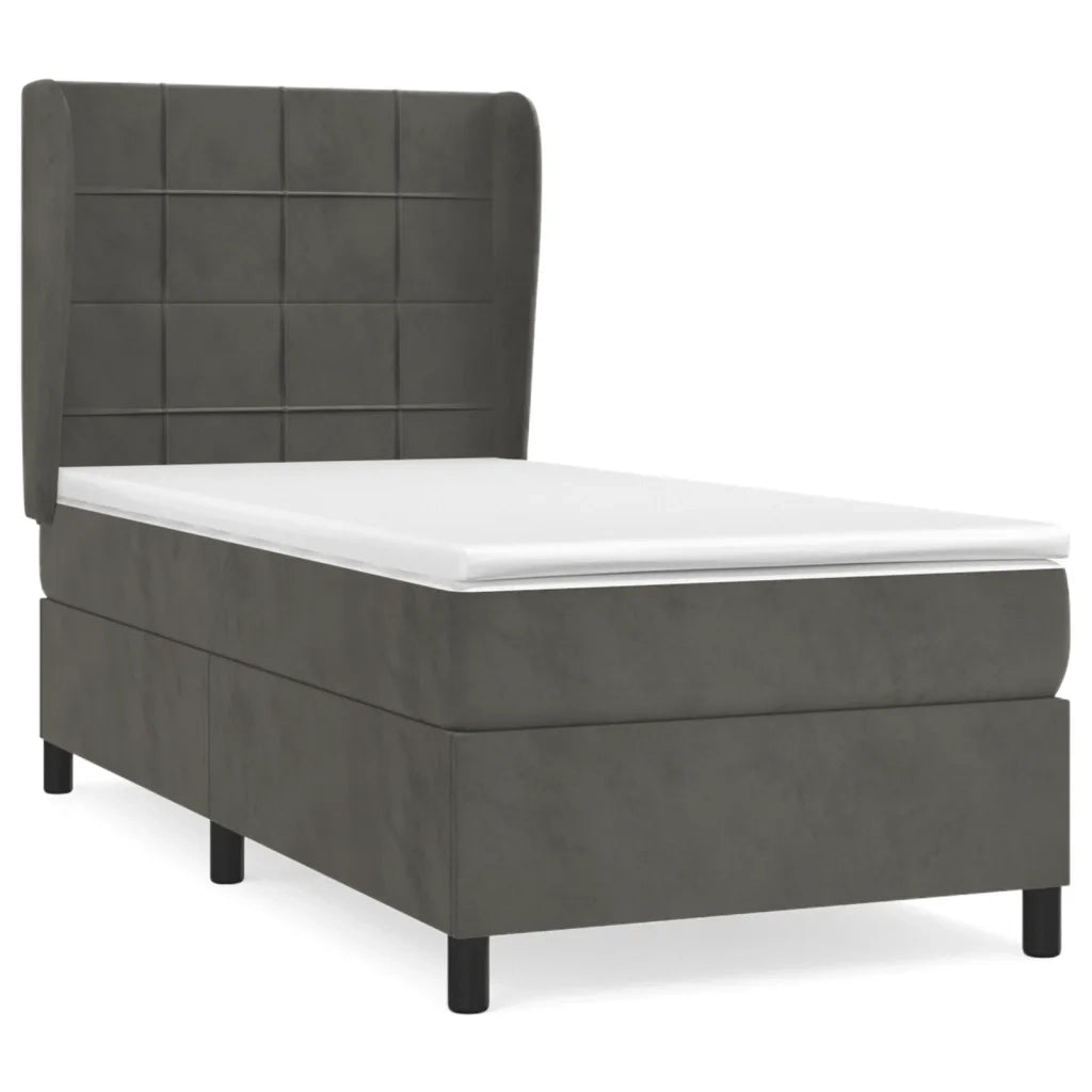 Giroletto a Molle con Materasso Grigio Scuro 80x200 cm Velluto 3129178