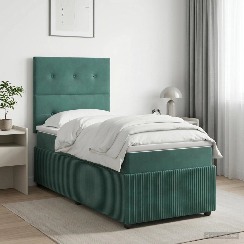 Letto box spring con materasso Verde Scuro 80 x 200 cm Velluto 3454496