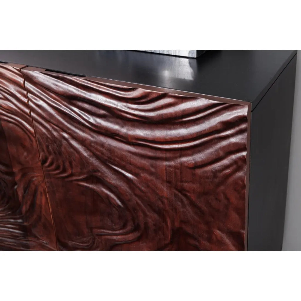Buffet 175 cm 4 porte legno massiccio acacia nero e noce scuro – Collezione GAÏA