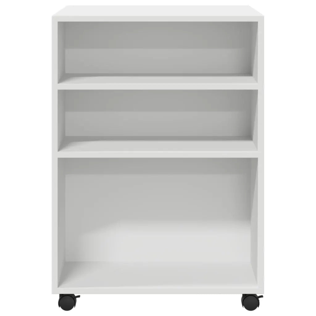 Tavolino con Ruote Bianco 55x60x78 cm in Truciolato
