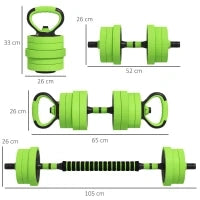 Pesi da Palestra Set 4 in 1 da 40kg totali, utilizzabile come Kettlebell, Manubri e Bilancieri