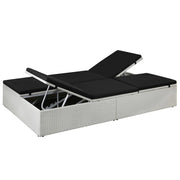 Lettino Prendisole con Cuscino in Polyrattan Nero 44165