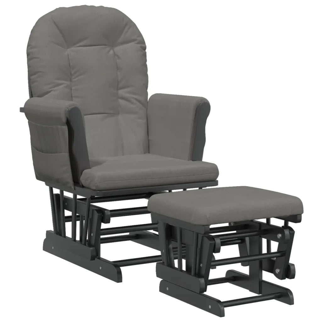 Poltrona Glider con Sgabello Grigio Scuro in Tessuto 351667