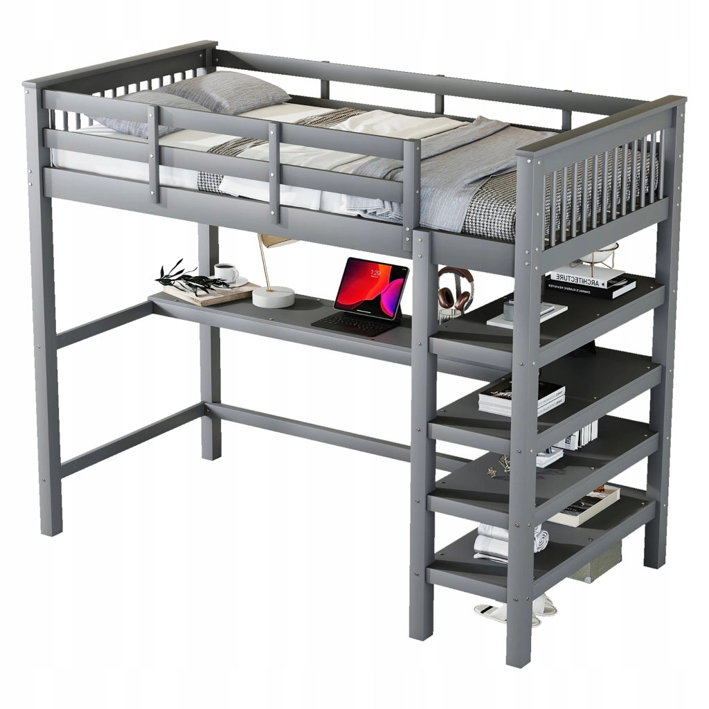 Letto a castello 90x200 grigio con scrivania - Xylo