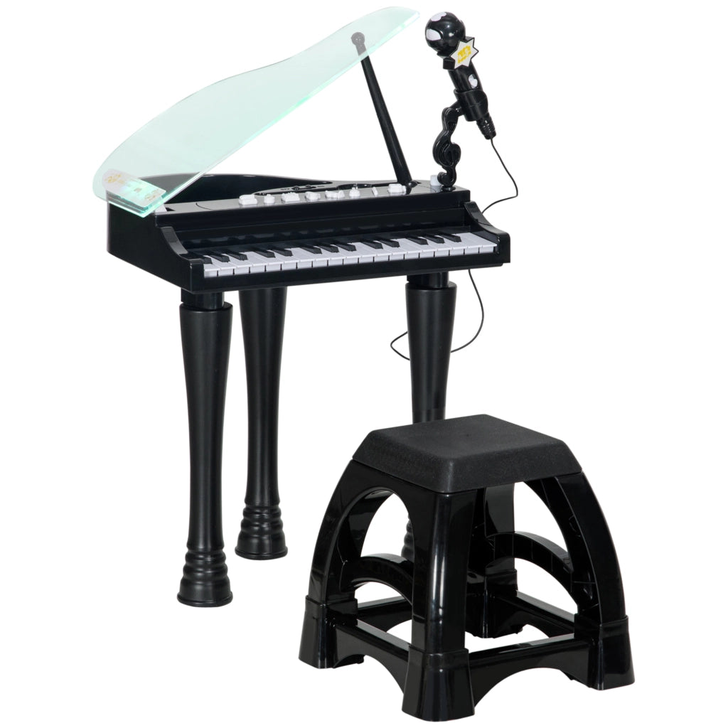 Piano elettronico per bambini 32 tasti multifunzione con microfono e sgabello ¨C zephmum ¨C LED nero