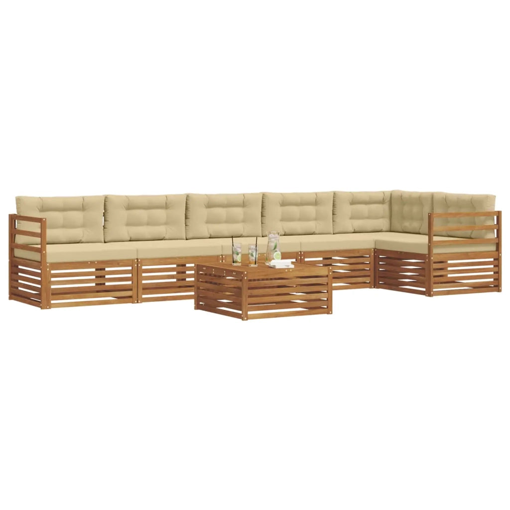 Set di divani da esterno con cuscino 7 pcs Naturale e Beige