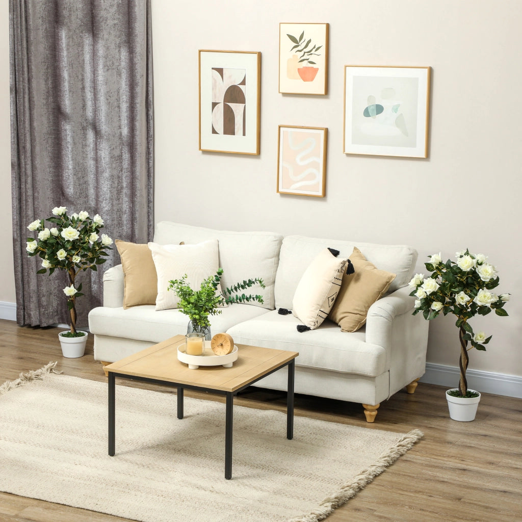 Pianta Finta Rosa ¨C zephmum ¨C Vaso Cemento Bianco 18x90 cm