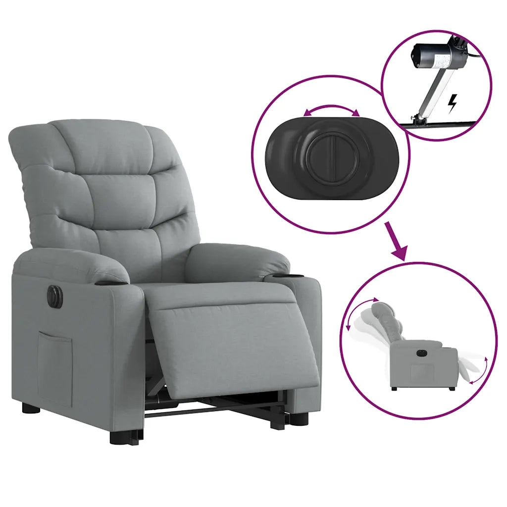 Poltrona Reclinante Alzapersona Elettrica Grigio Chiaro Tessuto 3206663