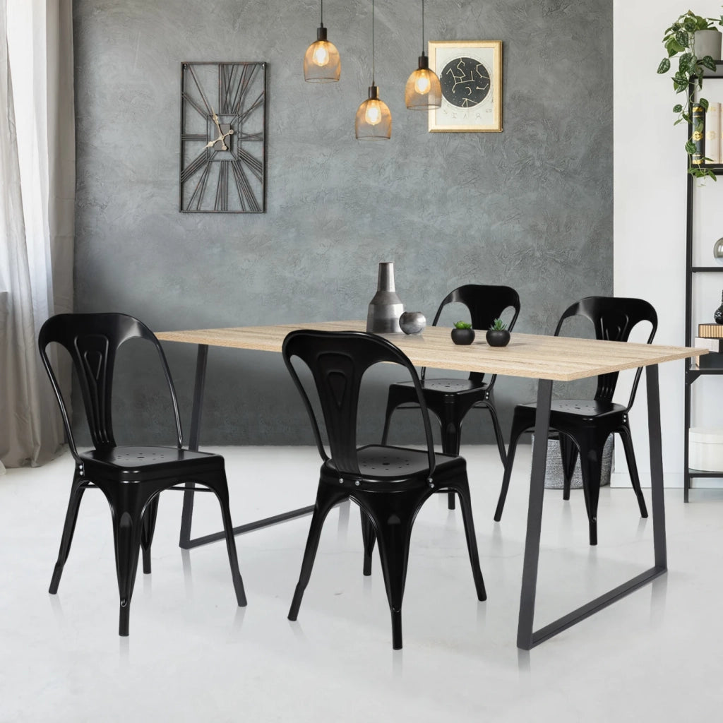 IDMarket - Set di 2 sedie da pranzo in metallo nero mate impilabile LENY