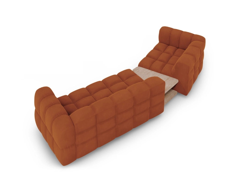 Cosmopolitan Design - Divano modulare sinistro "Sky" 3 posti in velluto terracotta 