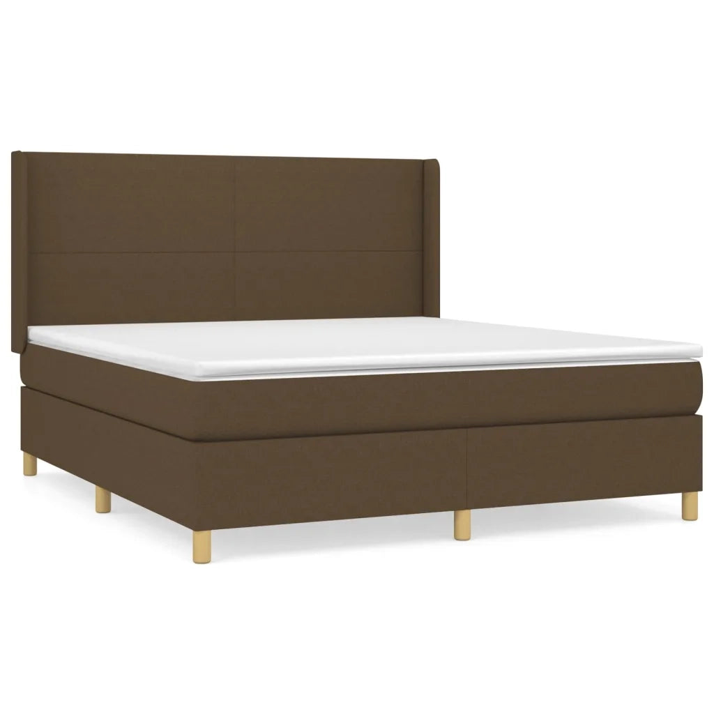 Giroletto a Molle con Materasso Marrone Scuro 160x200cm Tessuto