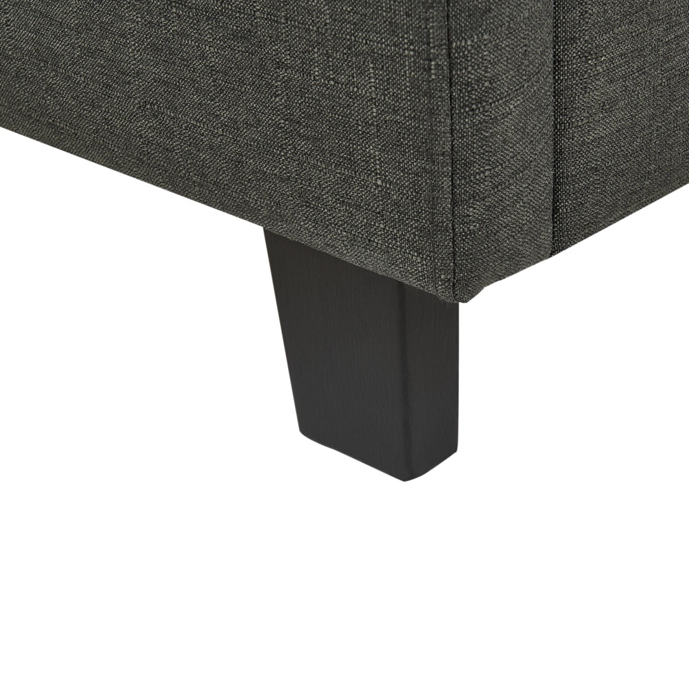 Letto imbottito tessuto grigio scuro rete a doghe testiera trapuntata 180 x 200 cm