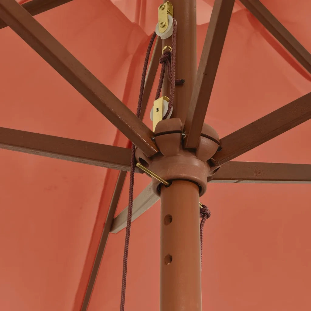 Ombrellone da Giardino-Ombrello da Balcone con Palo in Legno Terracotta 299x240 cm