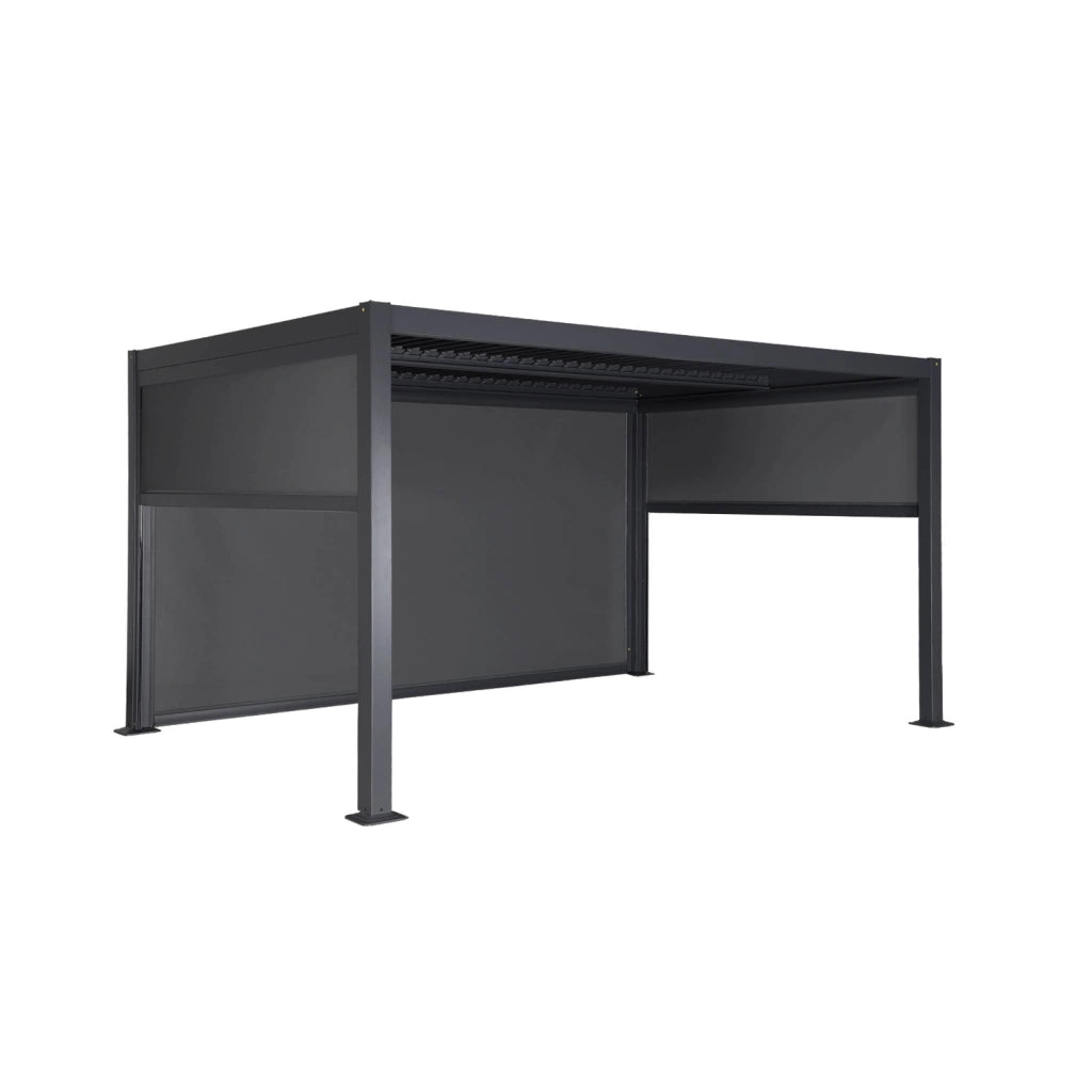 Pergola bioclimatica 3x4m in alluminio e acciaio +  2 tende 3m + 1