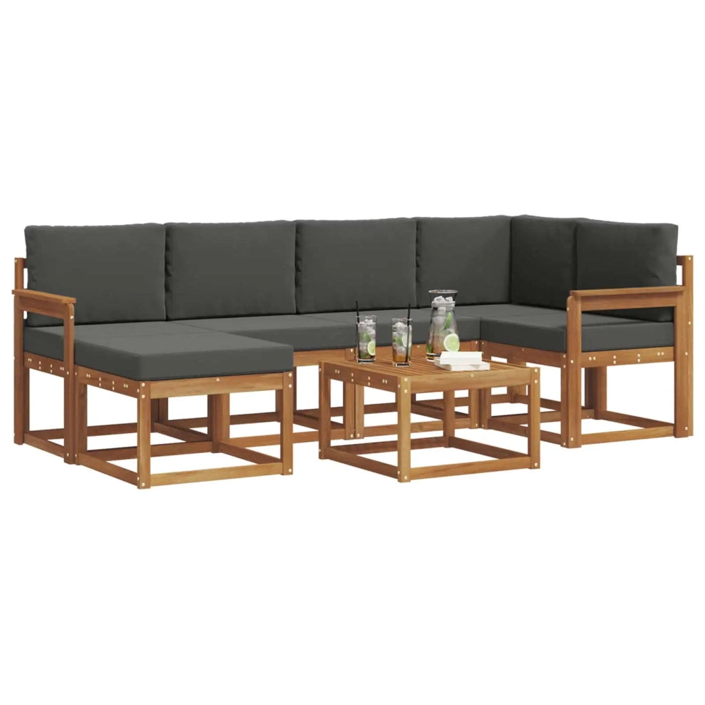 Set di divani da esterno con cuscino 7 pcs Naturale e Antracite 3366665