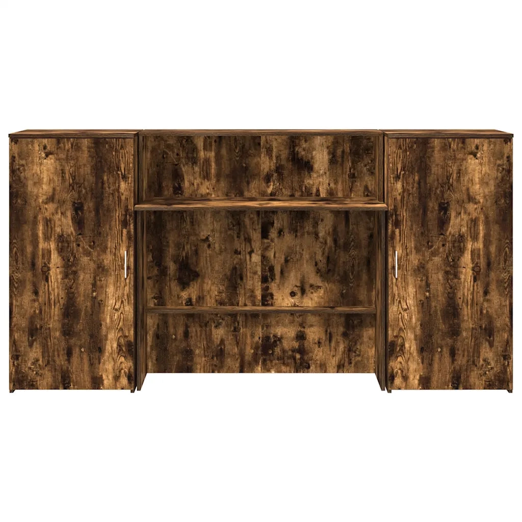 Banco Reception | Scrivania | Tavolo da Ufficio Rovere Fumo 200x50x103,5cm in Legno Multistrato