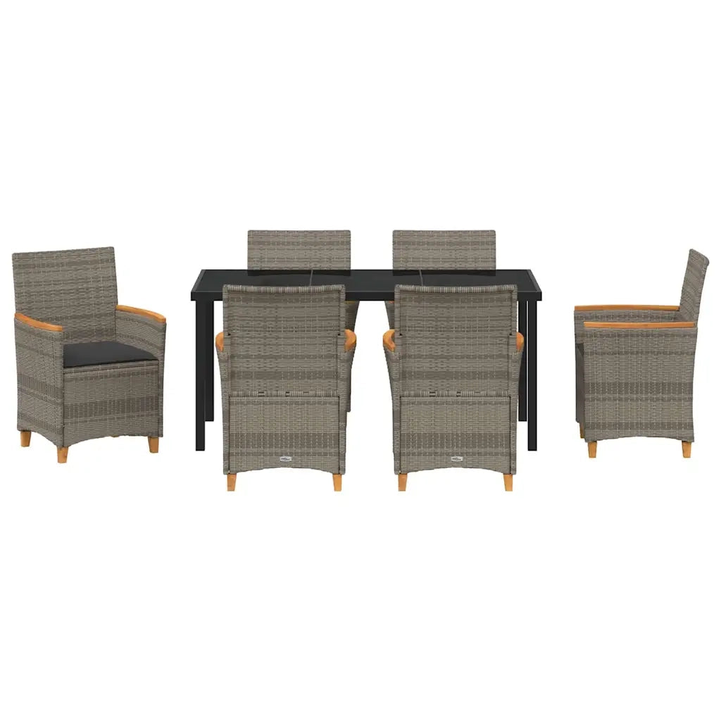 Set da Pranzo per Giardino 7 pcs Grigio polyrattan 3381097