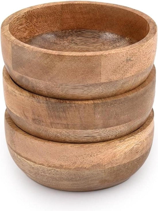 Set di 3 ciotole in legno di bamboo per antipasti, dessert e dips - samhita - dimensioni 127 cm x 127 cm x 508 cm