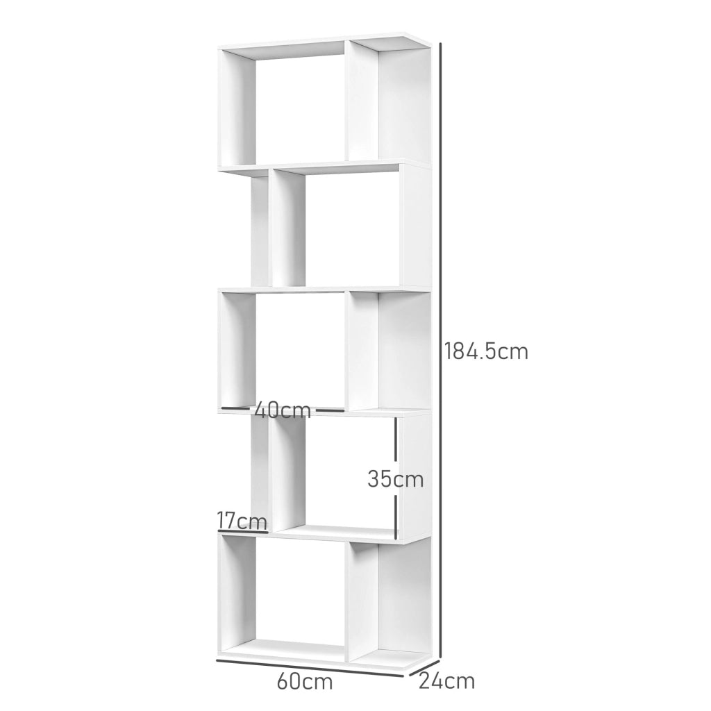 Mobile Libreria 5 Ripiani 60x24x184,5 cm Bianco