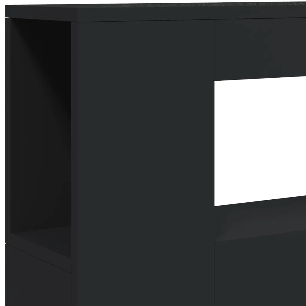 Testiera LED-Testata con LED-Testiera Decorativa Nera 100x18,5x103,5 cm Legno Multistrato